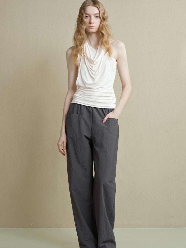 someonesometimes Soft Modal Asymmetric Slim Strappy Layered Women Pearl White Tank Tops