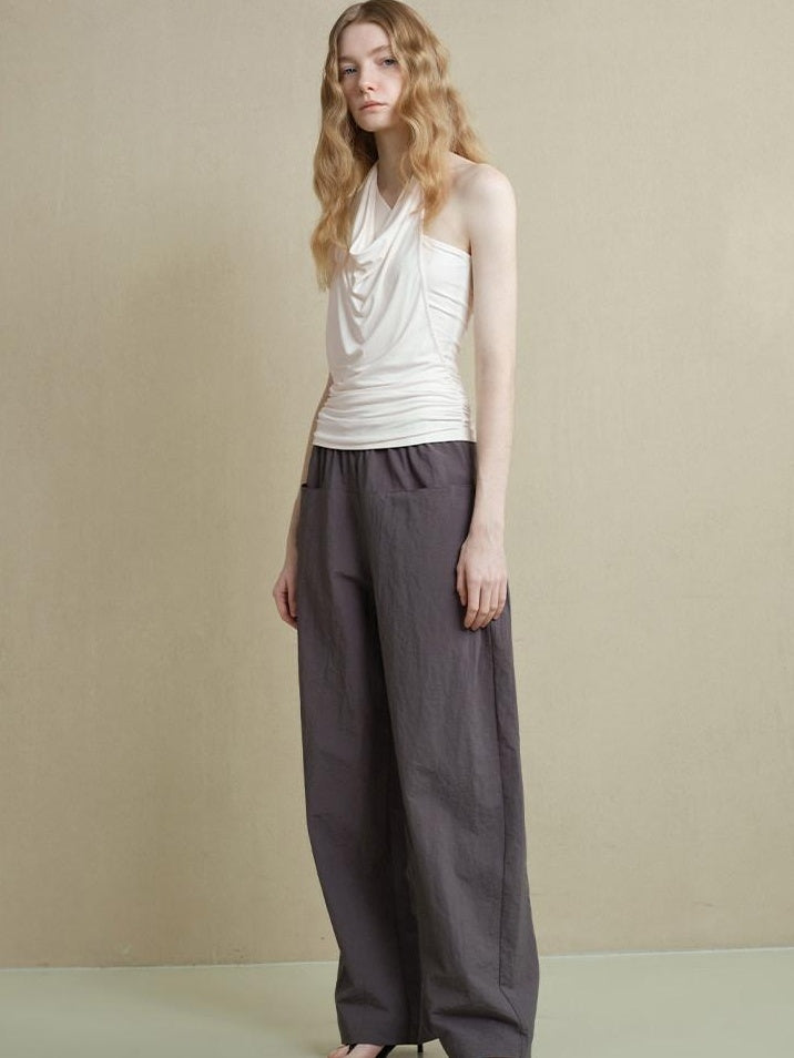 someonesometimes Soft Modal Asymmetric Slim Strappy Layered Women Pearl White Tank Tops
