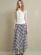 someonesometimes Soft Modal Asymmetric Slim Strappy Layered Women Pearl White Tank Tops