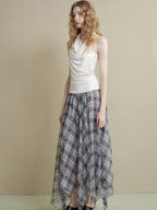 someonesometimes Soft Modal Asymmetric Slim Strappy Layered Women Pearl White Tank Tops