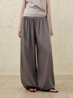 someonesometimes Soft Modal Lantern Natural Waist Button Fly Women Smoke Gray Wide Leg Pants