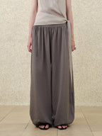 someonesometimes Soft Modal Lantern Natural Waist Button Fly Women Smoke Gray Wide Leg Pants
