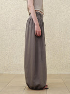 someonesometimes Soft Modal Lantern Natural Waist Button Fly Women Smoke Gray Wide Leg Pants