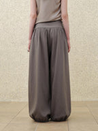 someonesometimes Soft Modal Lantern Natural Waist Button Fly Women Smoke Gray Wide Leg Pants