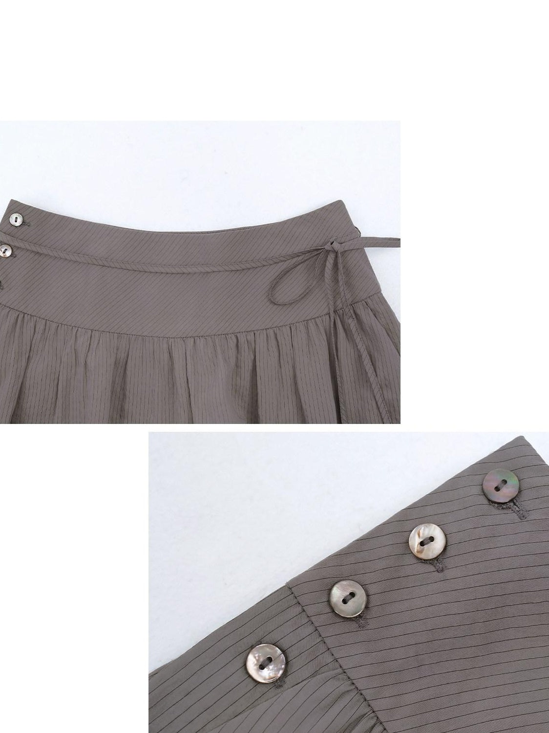 someonesometimes Soft Modal Lantern Natural Waist Button Fly Women Smoke Gray Wide Leg Pants