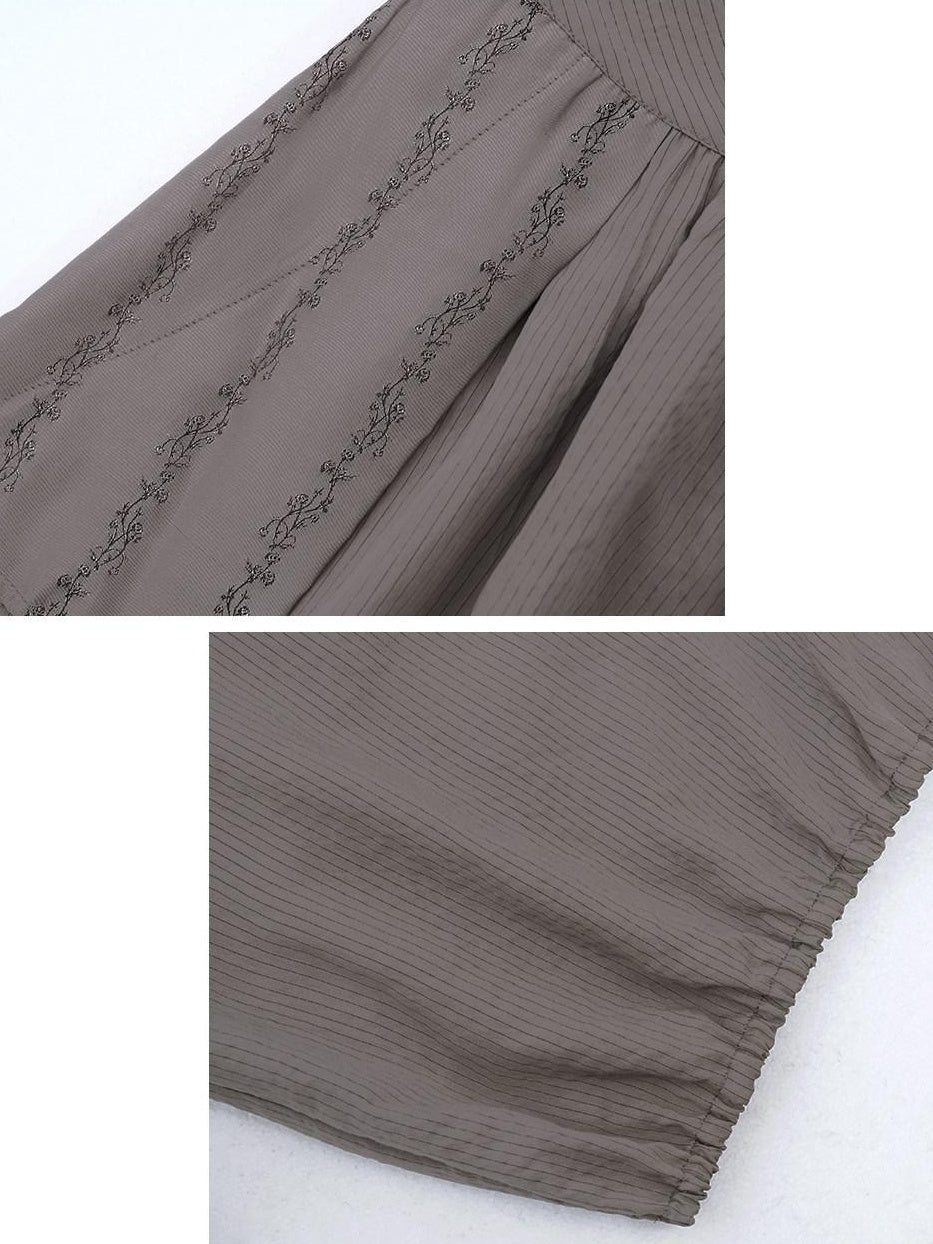 someonesometimes Soft Modal Lantern Natural Waist Button Fly Women Smoke Gray Wide Leg Pants