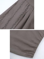 someonesometimes Soft Modal Lantern Natural Waist Button Fly Women Smoke Gray Wide Leg Pants