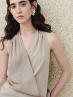 someonesometimes Soft Modal V-neck Slim Side Tie Polka Dot Women Slate Gray Tank Tops