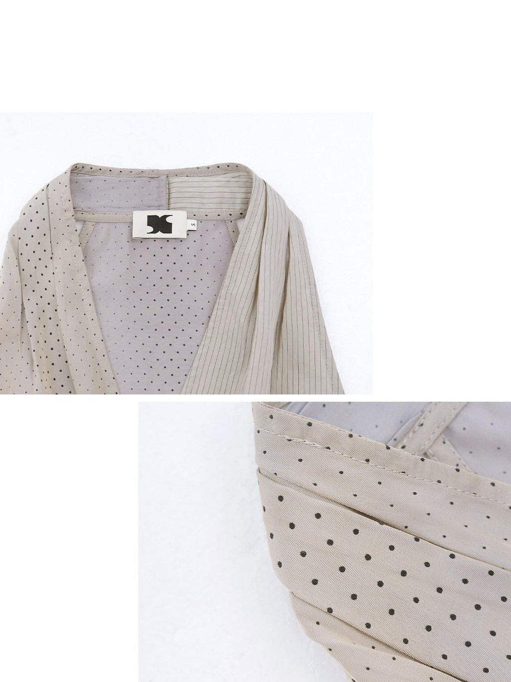 someonesometimes Soft Modal V-neck Slim Side Tie Polka Dot Women Slate Gray Tank Tops