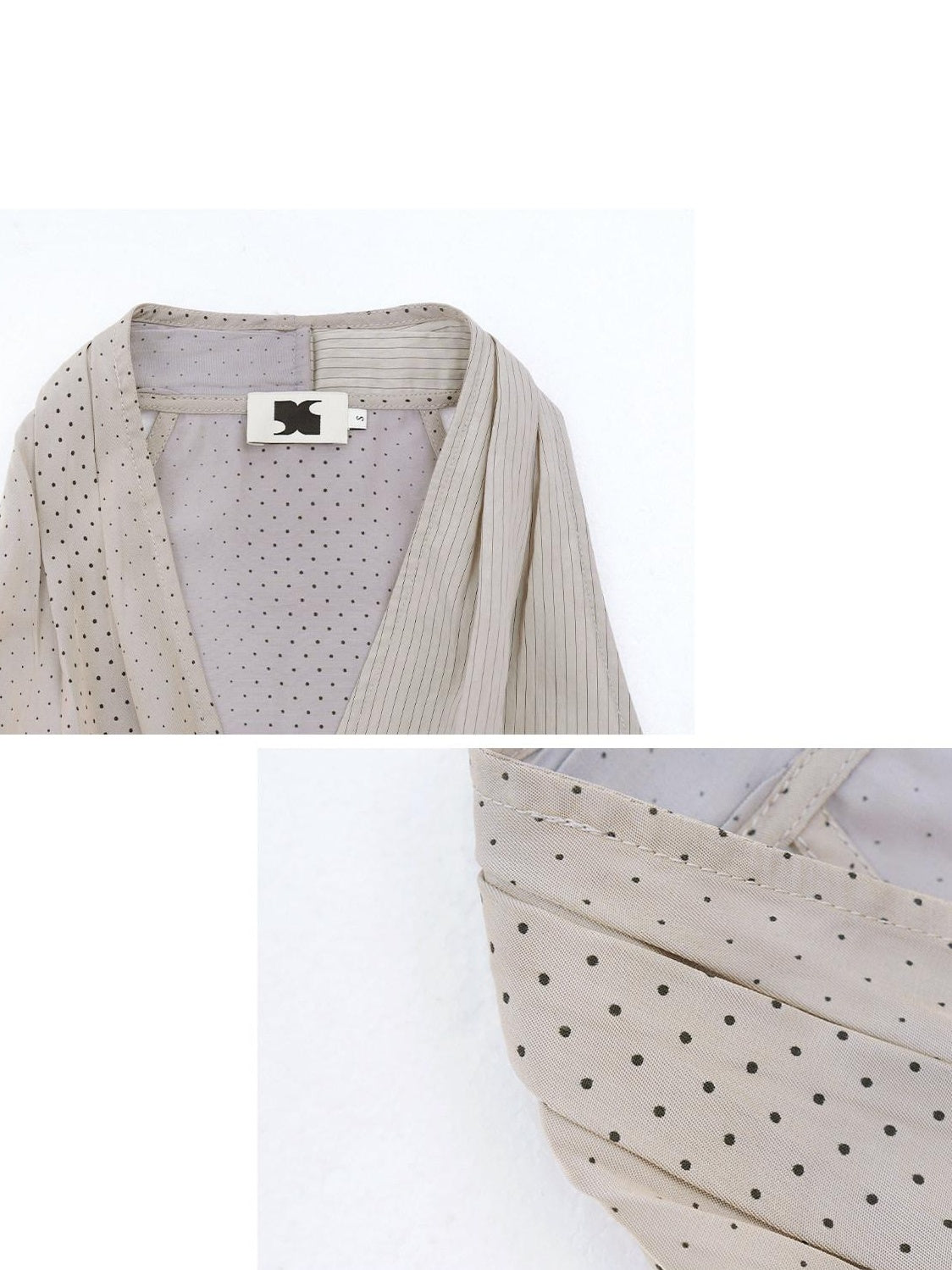 someonesometimes Soft Modal V-neck Slim Side Tie Polka Dot Women Slate Gray Tank Tops