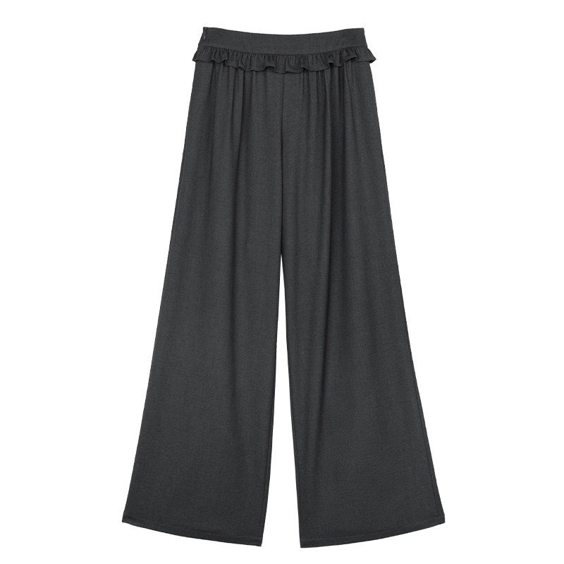 someonesometimes_Soft_Stretch_Casual_Ruffle_Hem_Women_Heather_Grey_Viscose_Blend_Wide_Leg_Pants_MISSTT