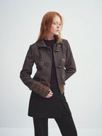 someonesometimes Soft Stretch Cotton Blend Cropped Slim Casual Long Sleeve Toggle Cardigan