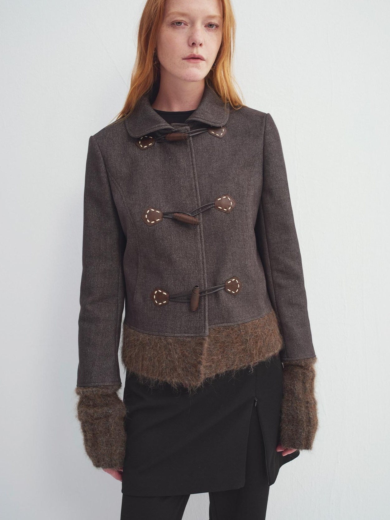 someonesometimes Soft Stretch Cotton Blend Cropped Slim Casual Long Sleeve Toggle Cardigan
