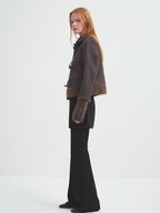 someonesometimes Soft Stretch Cotton Blend Cropped Slim Casual Long Sleeve Toggle Cardigan