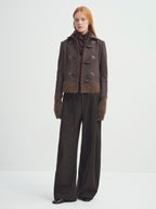someonesometimes Soft Stretch Cotton Blend Cropped Slim Casual Long Sleeve Toggle Cardigan