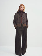 someonesometimes Soft Stretch Cotton Blend Cropped Slim Casual Long Sleeve Toggle Cardigan