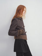 someonesometimes Soft Stretch Cotton Blend Cropped Slim Casual Long Sleeve Toggle Cardigan