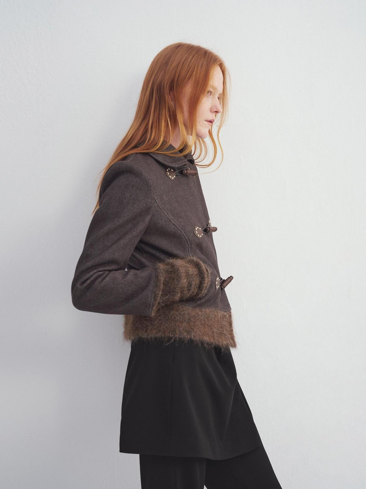 someonesometimes Soft Stretch Cotton Blend Cropped Slim Casual Long Sleeve Toggle Cardigan