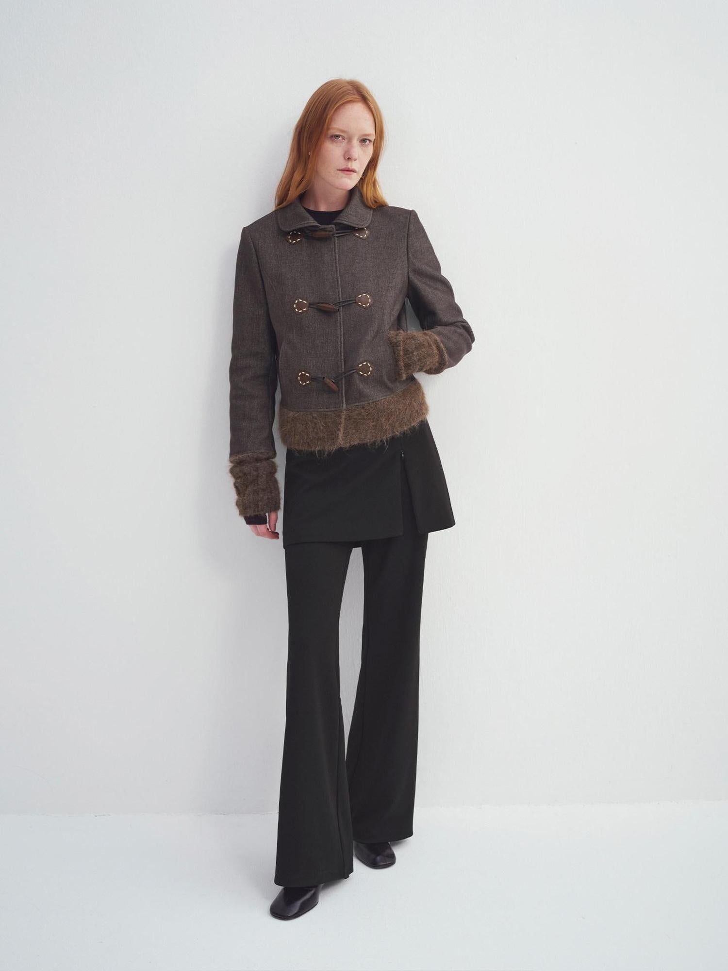 someonesometimes Soft Stretch Cotton Blend Cropped Slim Casual Long Sleeve Toggle Cardigan