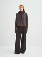 someonesometimes Soft Stretch Cotton Blend Cropped Slim Casual Long Sleeve Toggle Cardigan