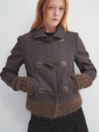 someonesometimes Soft Stretch Cotton Blend Cropped Slim Casual Long Sleeve Toggle Cardigan
