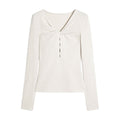 someonesometimes_Soft_Stretch_V-neck_Cutout_Slim_Fit_Knit_For_Women_Apricot_Long_Sleeve_T-Shirts_MISSTT