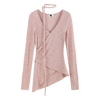 someonesometimes_Soft_V-neck_Viscose_Pullover_Three_Quarter_Sleeve_Office_Women_Dusty_Pink_Top_MISSTT