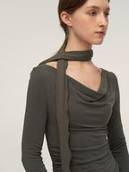 someonesometimes Soft Viscose Stretch Cowl Neck Tea Dress Office Women Cream Knit Dress