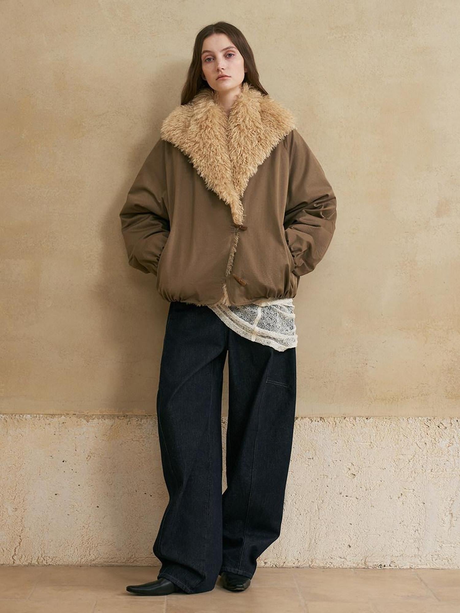 someonesometimes Soft Washed Casual Loose Banana Natural Waist Blue Denim Zip Fly Wide Leg Jeans