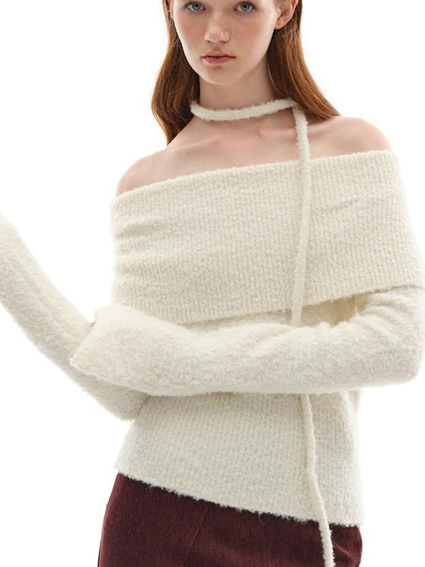 someonesometimes Soft Wool Blend Loose Sweet Princess Pullover Boat Neck Women Sweaters