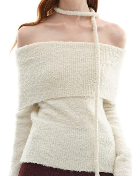 someonesometimes Soft Wool Blend Loose Sweet Princess Pullover Boat Neck Women Sweaters