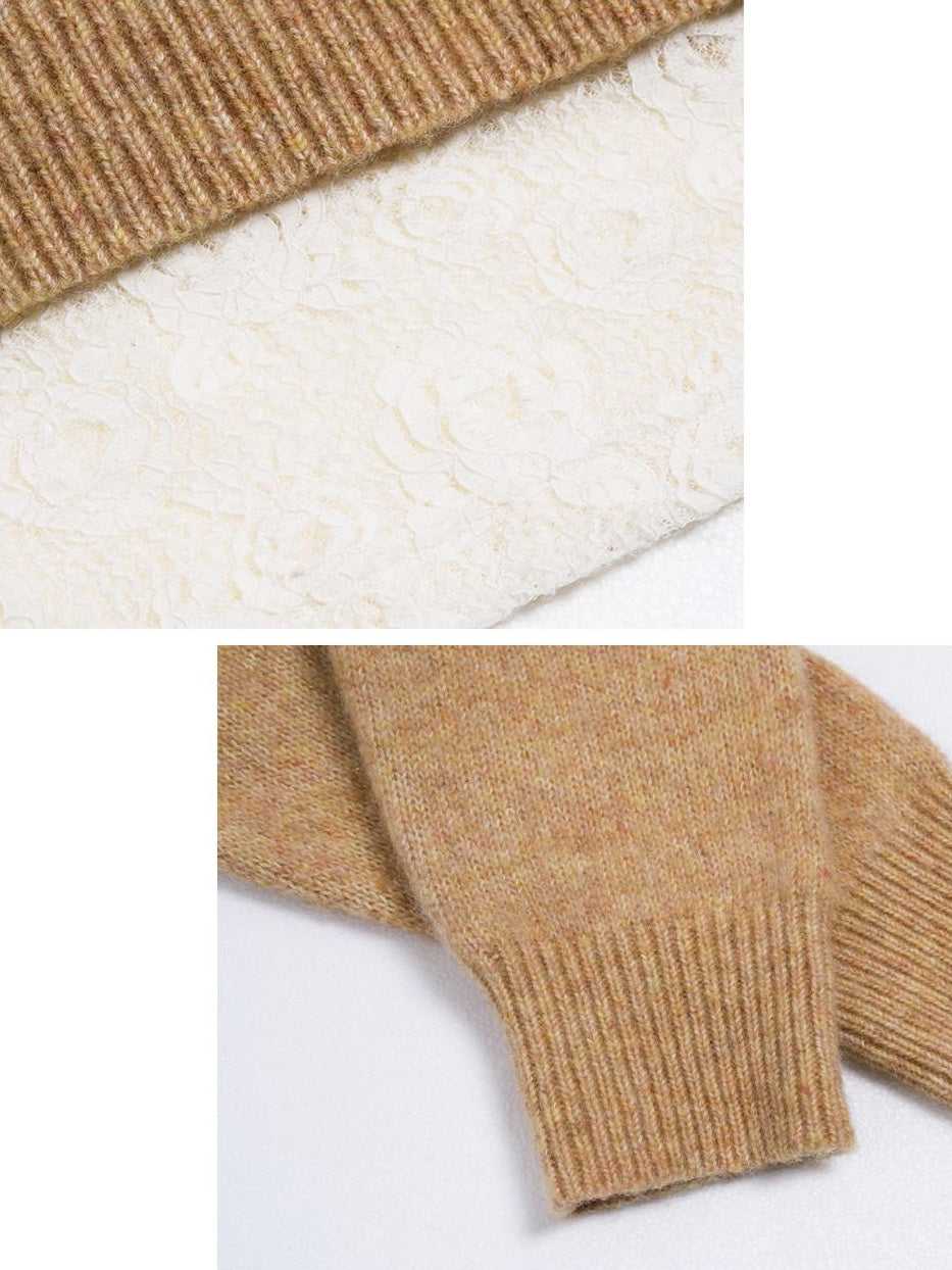 someonesometimes Soft Wool Blend Reversible Relaxed Fit Crew Neck Button Detail Women Sweater