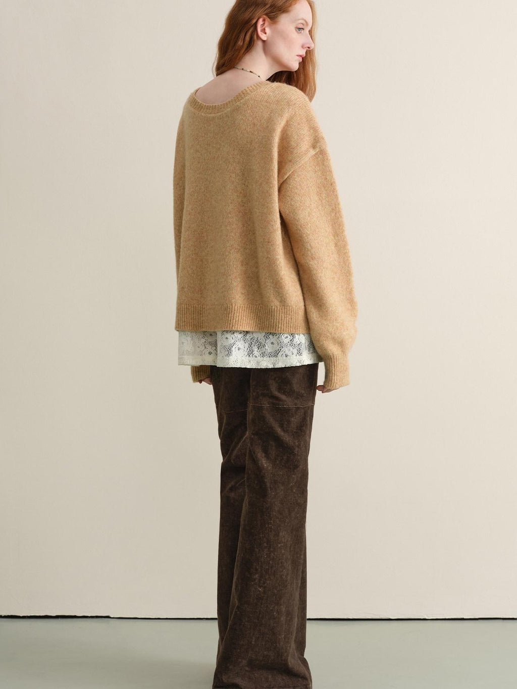 someonesometimes Soft Wool Blend Reversible Relaxed Fit Crew Neck Button Detail Women Sweater