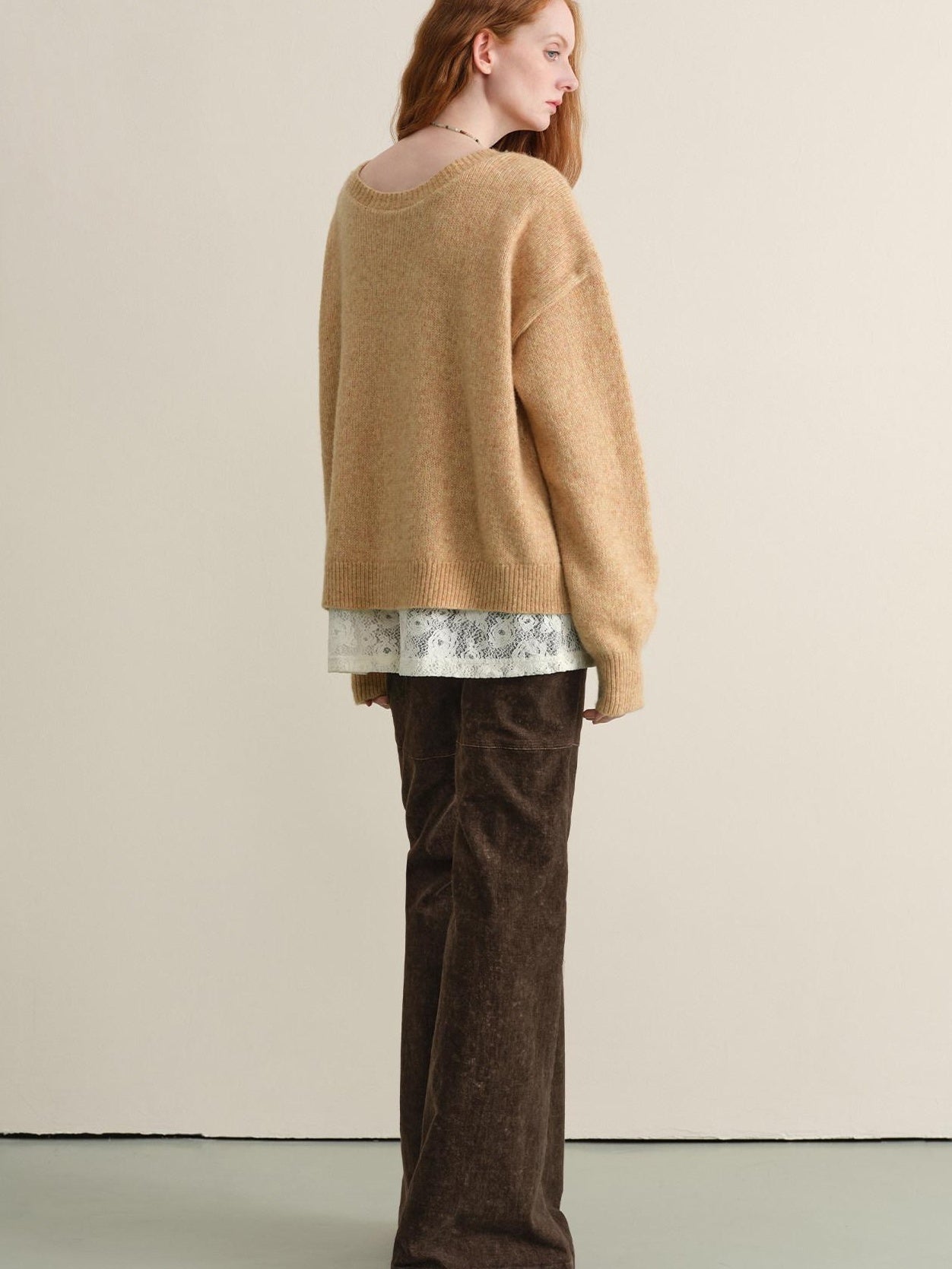 someonesometimes Soft Wool Blend Reversible Relaxed Fit Crew Neck Button Detail Women Sweater