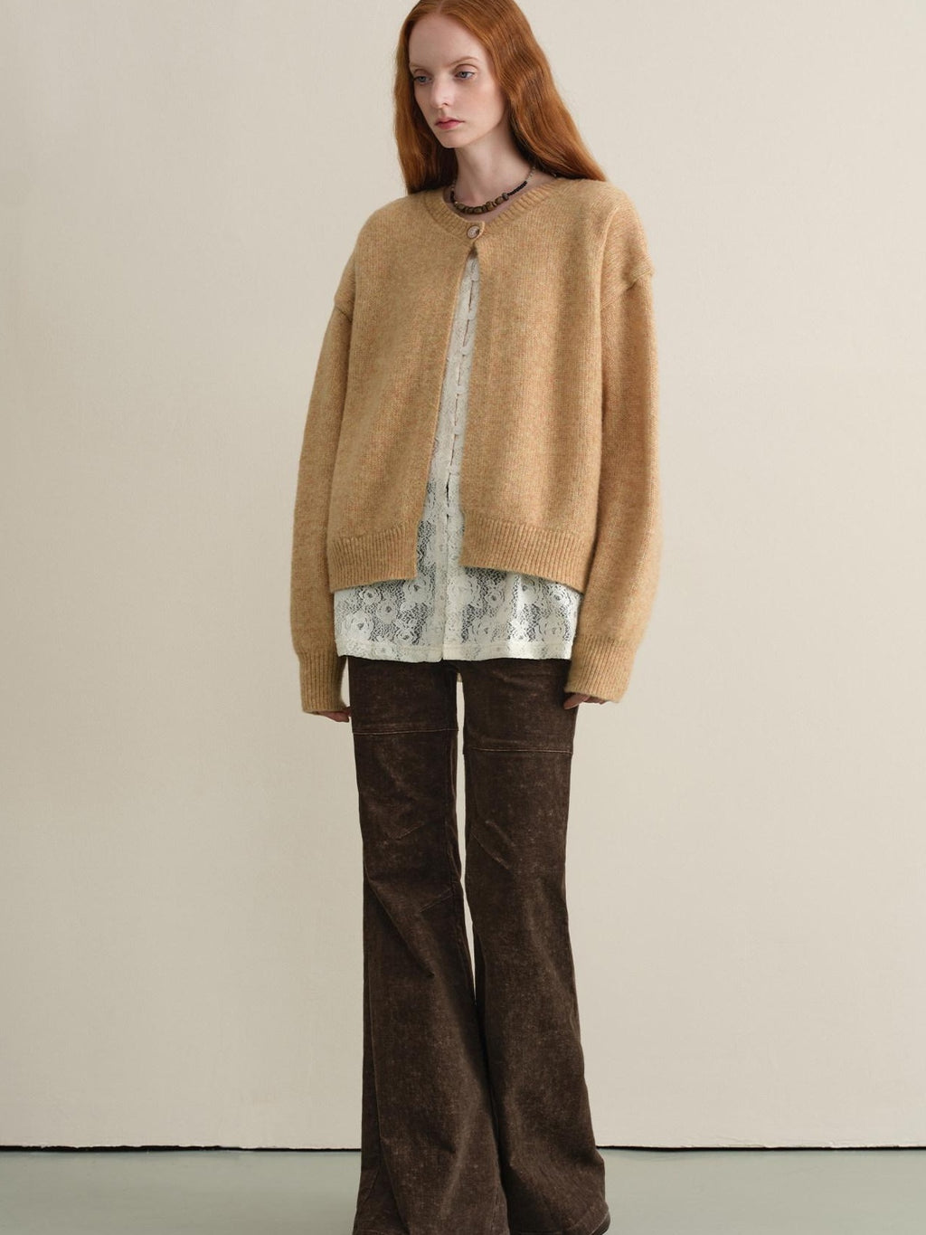 someonesometimes Soft Wool Blend Reversible Relaxed Fit Crew Neck Button Detail Women Sweater