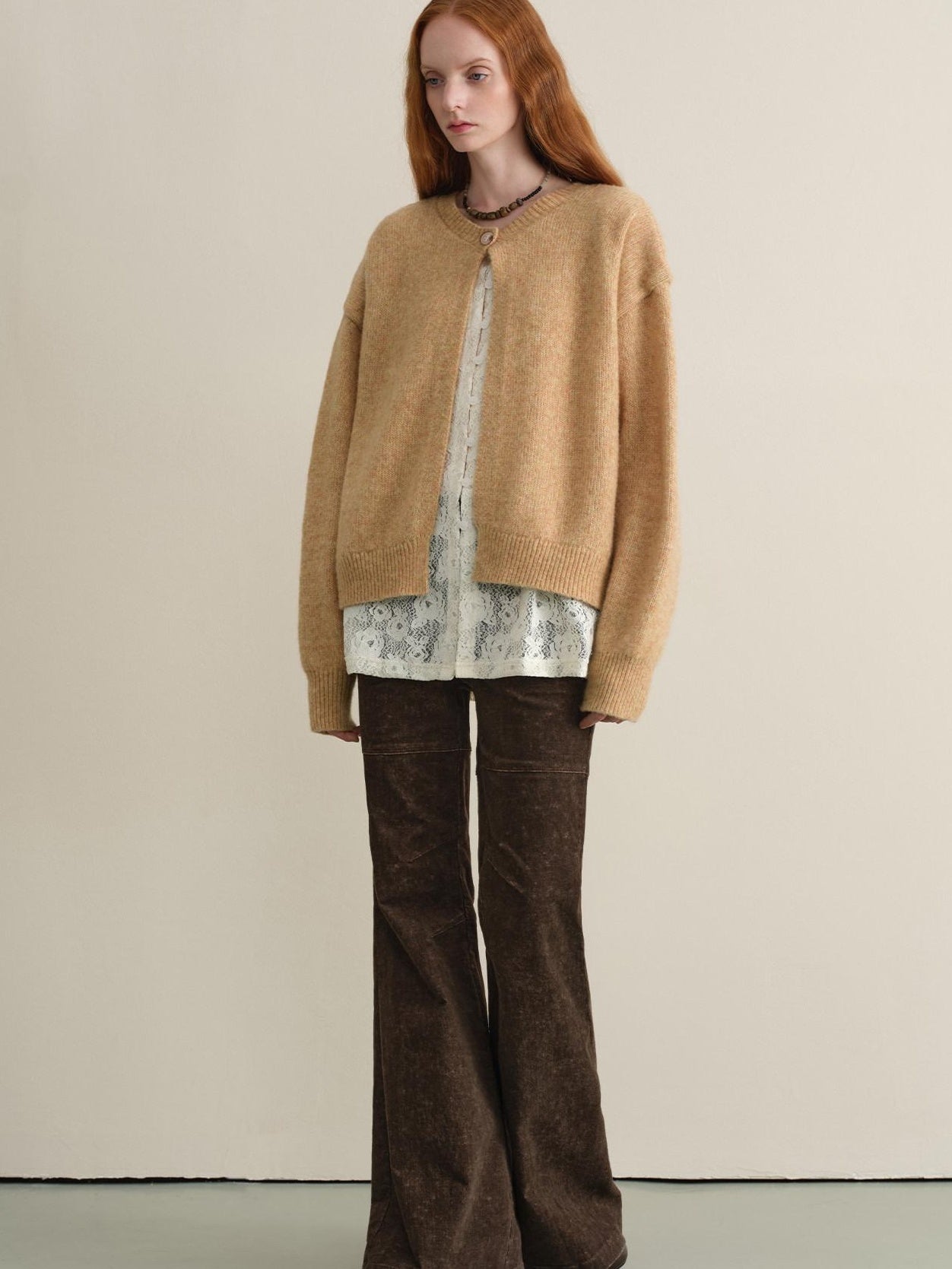 someonesometimes Soft Wool Blend Reversible Relaxed Fit Crew Neck Button Detail Women Sweater