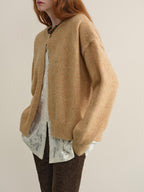 someonesometimes Soft Wool Blend Reversible Relaxed Fit Crew Neck Button Detail Women Sweater