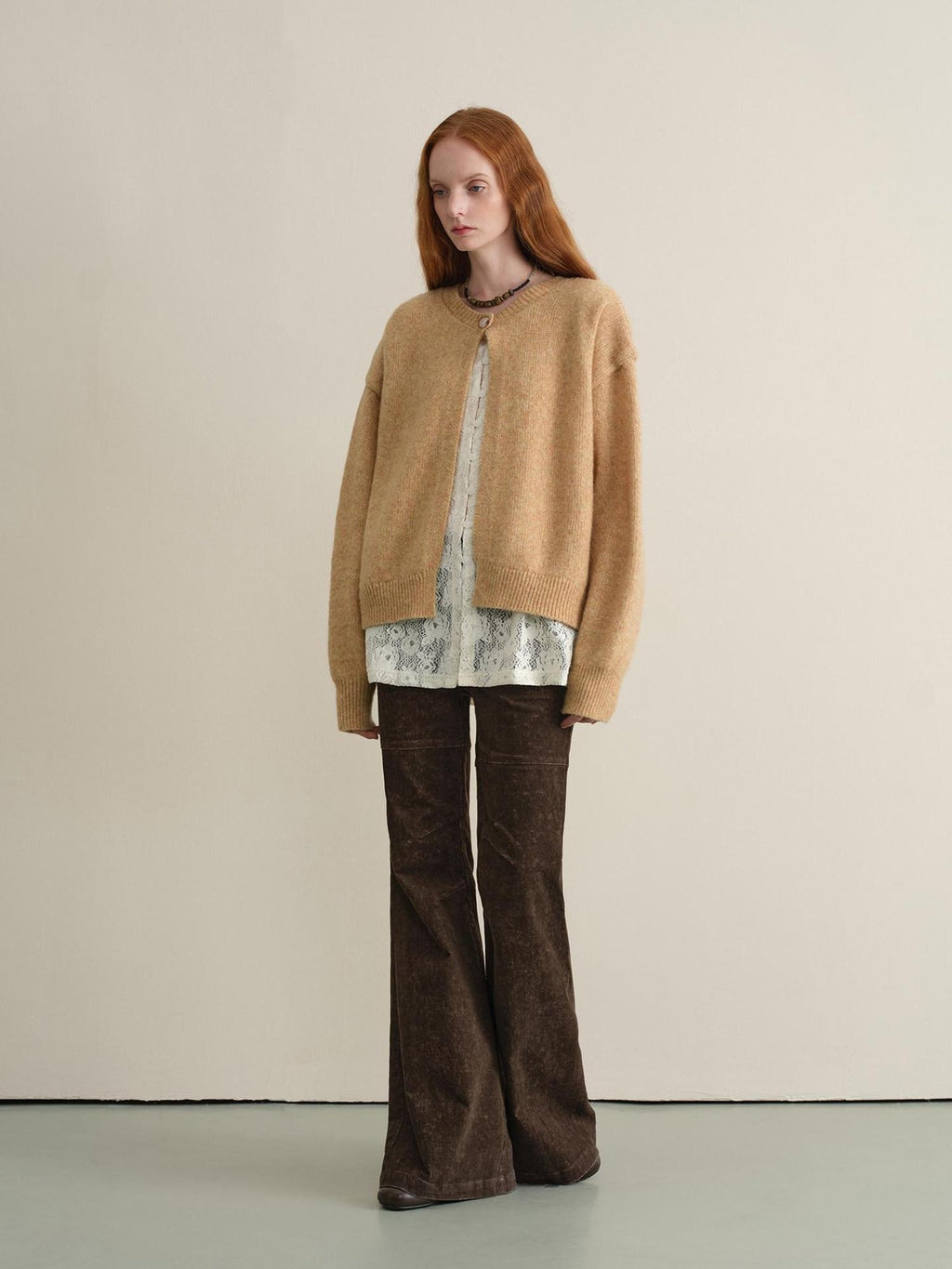 someonesometimes Soft Wool Blend Reversible Relaxed Fit Crew Neck Button Detail Women Sweater