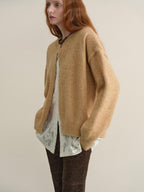 someonesometimes Soft Wool Blend Reversible Relaxed Fit Crew Neck Button Detail Women Sweater
