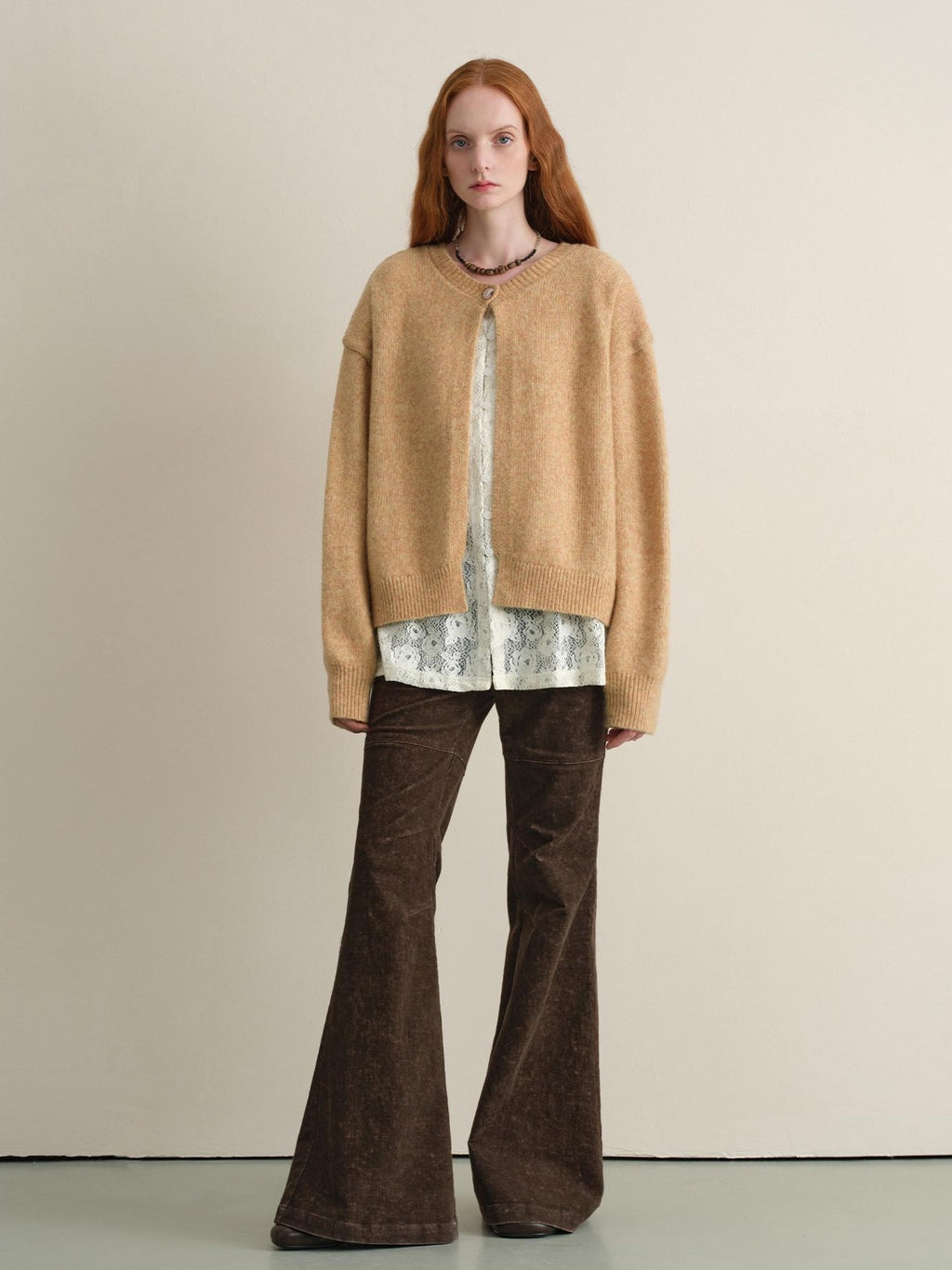 someonesometimes Soft Wool Blend Reversible Relaxed Fit Crew Neck Button Detail Women Sweater