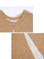 someonesometimes Soft Wool Blend Reversible Relaxed Fit Crew Neck Button Detail Women Sweater