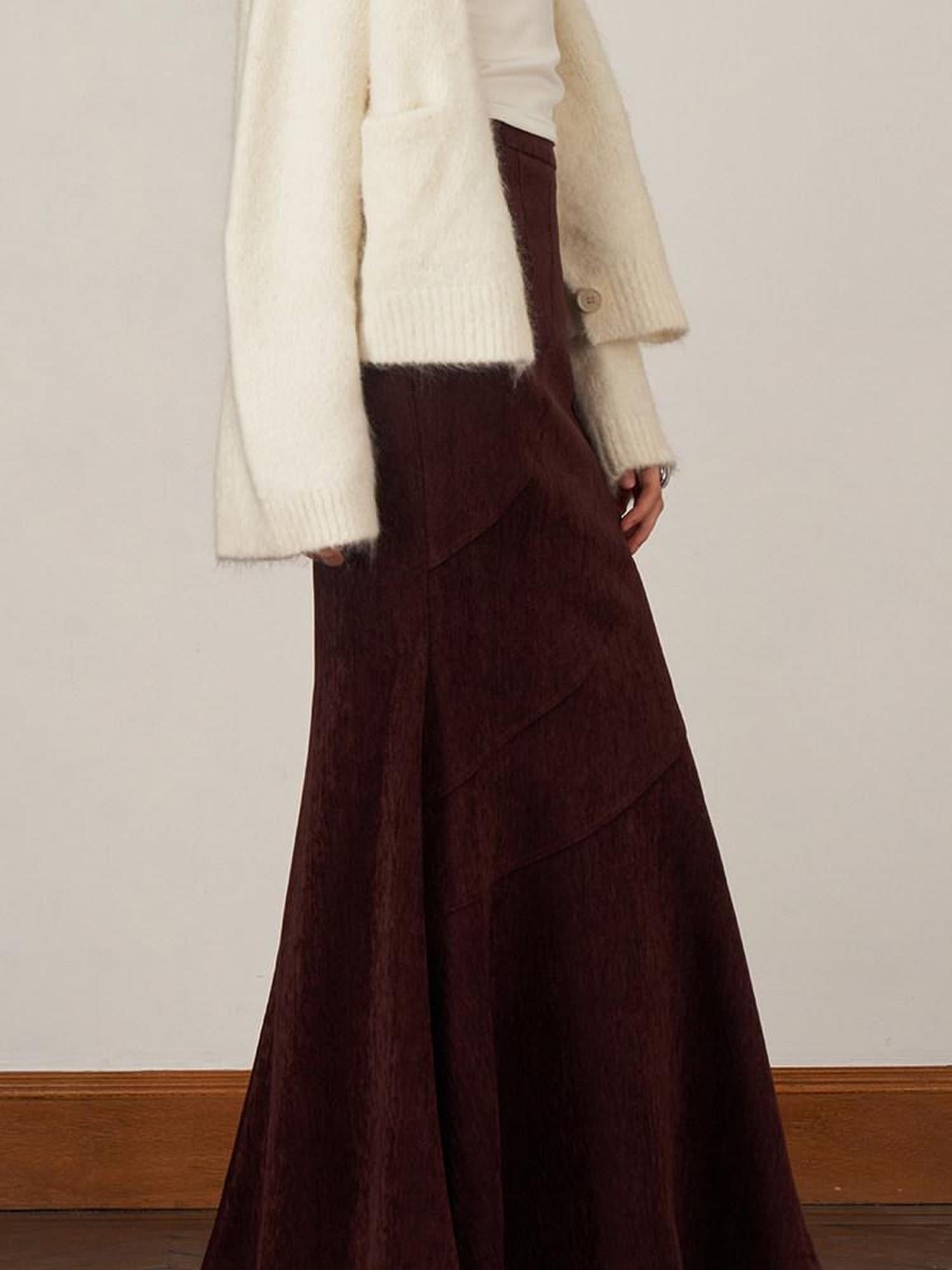 someonesometimes Stretch Slim Fit Mid Waist Fishtail Casual Women Solid Color Maxi Skirts