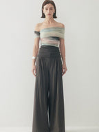someonesometimes Tie Dye Slim Fit Minimalist Women Viscose Cotton Off Shoulder Crop Tops