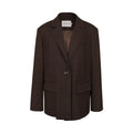 someonesometimes_V-neck_Single_Breasted_Straight_Cut_Dark_Brown_Check_Unisex_Office_Blazer_MISSTT