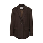 someonesometimes_V-neck_Single_Breasted_Straight_Cut_Dark_Brown_Check_Unisex_Office_Blazer_MISSTT
