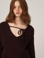 someonesometimes V-neck Wool Blend Pullover Commuter Chic Regular Fit Knit Skirt Top & Skirt Sets