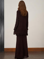 someonesometimes V-neck Wool Blend Pullover Commuter Chic Regular Fit Knit Skirt Top & Skirt Sets