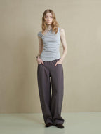 someonesometimes Versatile Patchwork One Shoulder Slim Fit Cotton Blend Pullover Top