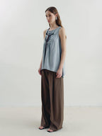 someonesometimes Versatile Ruffle Trim Slim Fit Viscose Blend Women In Cloud Blue Ivory Camisole