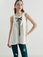 someonesometimes Versatile Ruffle Trim Slim Fit Viscose Blend Women In Cloud Blue Ivory Camisole